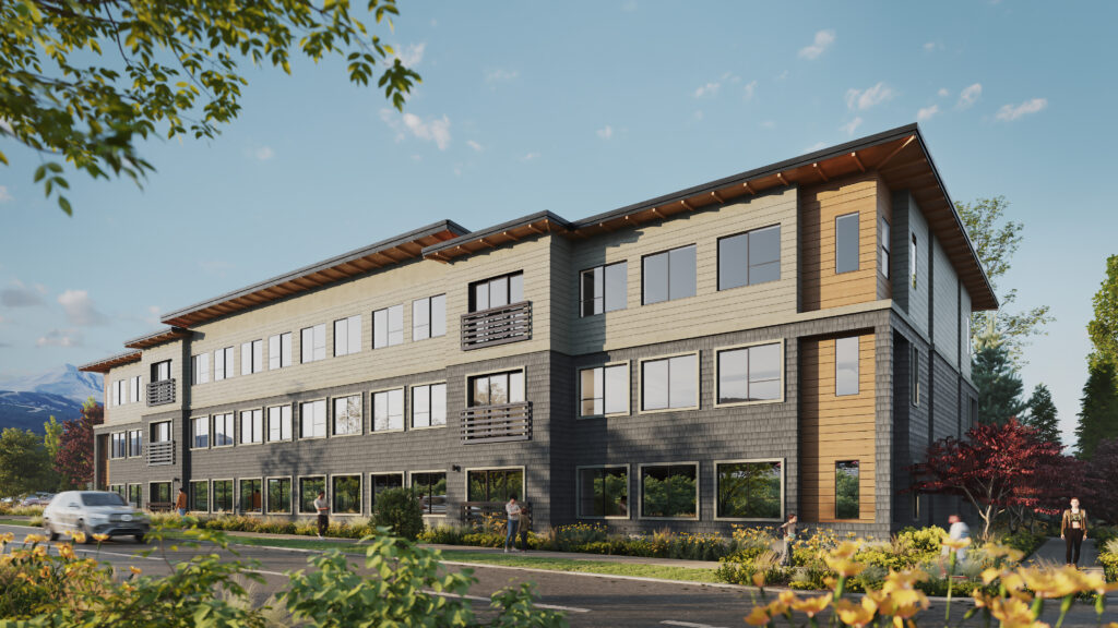 A rendering of the RiverView Place development. Rendering courtesy of Lone Mountain Land Company